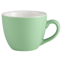 Click for a bigger picture.Genware Porcelain Green Bowl Shaped Cup 9cl/3oz