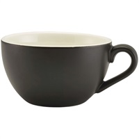 Click for a bigger picture.Genware Porcelain Matt Black Bowl Shaped Cup 17.5cl/6oz