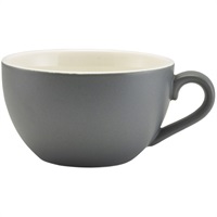 Click for a bigger picture.Genware Porcelain Matt Grey Bowl Shaped Cup 17.5cl/6oz