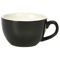 Click for a bigger picture.Genware Porcelain Black Bowl Shaped Cup 25cl/ 8.75oz