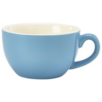 Click for a bigger picture.Genware Porcelain Blue Bowl Shaped Cup 25cl/ 8.75oz