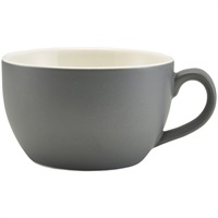 Click for a bigger picture.Genware Porcelain Matt Grey Bowl Shaped Cup 25cl/ 8.75oz