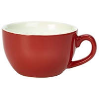 Click for a bigger picture.Genware Porcelain Red Bowl Shaped Cup 25cl/8.75oz