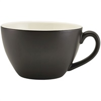 Click for a bigger picture.Genware Porcelain Matt Black Bowl Shaped Cup 34cl/12oz