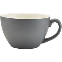 Click for a bigger picture.Genware Porcelain Matt Grey Bowl Shaped Cup 34cl/ 12oz