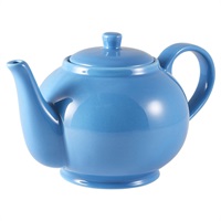 Click for a bigger picture.Genware Porcelain Blue Teapot 45cl/15.75oz