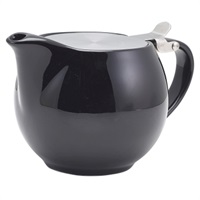 Click for a bigger picture.GenWare Porcelain Black Teapot with St/St Lid & Infuser 50cl/17.6oz