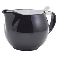 Click for a bigger picture.GenWare Porcelain Black Teapot with St/ St Lid & Infuser 50cl/ 17.6oz