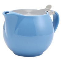Click for a bigger picture.GenWare Porcelain Blue Teapot with St/St Lid & Infuser 50cl/17.6oz