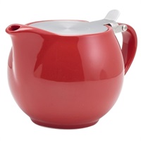Click for a bigger picture.GenWare Porcelain Red Teapot with St/St Lid & Infuser 50cl/17.6oz