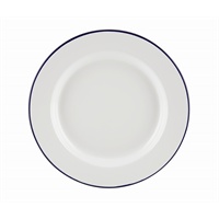 Click for a bigger picture.Enamel Wide Rim Plate White & Blue 26cm