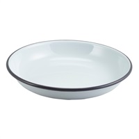 Click for a bigger picture.Enamel Rice/Pasta Plate White with Grey Rim 20cm