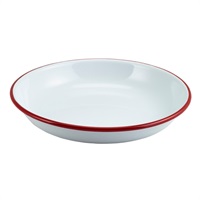 Click for a bigger picture.Enamel Rice/Pasta Plate White with Red Rim 20cm