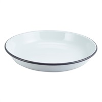 Click for a bigger picture.Enamel Rice/ Pasta Plate White with Grey Rim 24cm