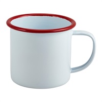 Click for a bigger picture.Enamel Mug White with Red Rim 36cl/12.5oz
