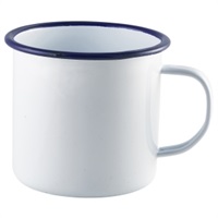 Click for a bigger picture.Enamel Mug White with Blue Rim 56.8cl/20oz