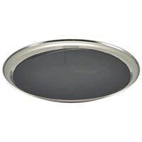 Click for a bigger picture.Non Slip Stainless Steel Round Tray 12"