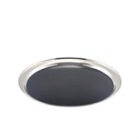 Click for a bigger picture.GenWare Non Slip Stainless Steel Round Tray 14"