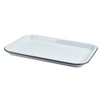 Click for a bigger picture.Enamel Serving Tray White with Grey Rim 33.5x23.5x2.2cm