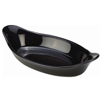 Click for a bigger picture.GenWare Stoneware Black Oval Eared Dish 22cm/8.5"