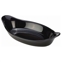 Click for a bigger picture.GenWare Stoneware Black Oval Eared Dish 16.5cm/ 6.5"