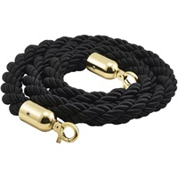 Click for a bigger picture.Barrier Rope Black- Brass Plated Ends