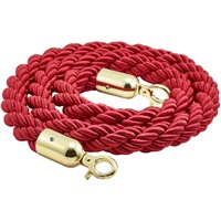 Click for a bigger picture.Barrier Rope Red- Brass Plated Ends