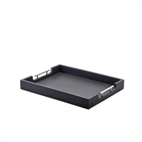 Click for a bigger picture.GenWare Solid Black Butlers Tray with Metal Handles 50 x 39.5cm