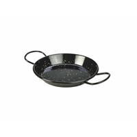 Click for a bigger picture.Black Enamel Miniature Paella Pan 15cm