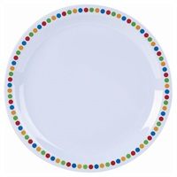 Click for a bigger picture.Genware Melamine 9" Plate - Coloured Circles