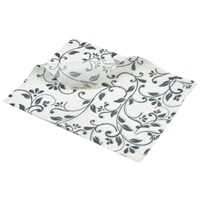Click for a bigger picture.Greaseproof Paper Grey Floral Print 25 x 20cm
