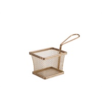 Click for a bigger picture.Copper Serving Fry Basket Rectangular 10 x 8 x 7.5cm