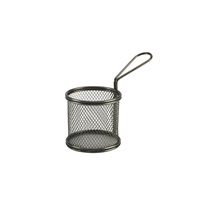 Click for a bigger picture.Black Serving Fry Basket  Round 9.3 x 9cm