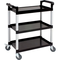 Click for a bigger picture.Genware Large 3 Tier PP Trolley Black Shelves