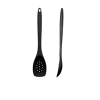 Click for a bigger picture.Black Silicone Slotted Spoon 30cm