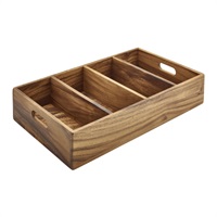 Click for a bigger picture.Acacia Wood 4 Compartment Cutlery Tray