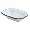 Click here for more details of the Enamel Rect. Pie Dish White with Grey Rim 16cm