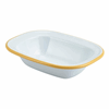Click here for more details of the Enamel Rect. Pie Dish White with Yellow Rim 16cm