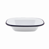 Enamel Rect. Pie Dish White & Blue 18cm