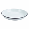 Enamel Rice/ Pasta Plate White with Grey Rim 24cm